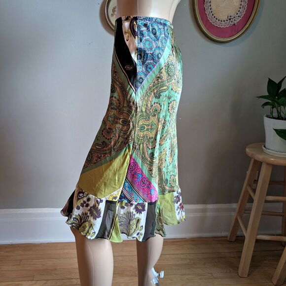 Vitntage Y2K Dress Midi Skirt Silk Floral Paisley Fairycore Grunge Size Small - Picture 4 of 9